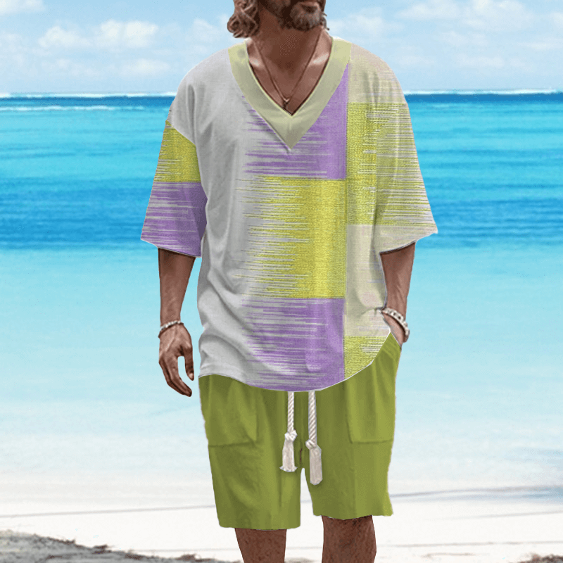 Men's Art Casual Printed Short Sleeve Set 83487397L-DESTINY