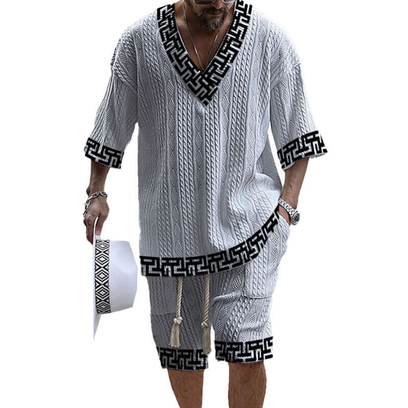 MEN'S ART CASUAL PRINT SHORTS SET 01983884YM-DESTINY