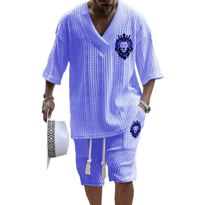 MEN'S ART CASUAL PRINT SHORTS SET 80926192YM-DESTINY