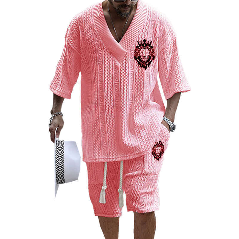 MEN'S ART CASUAL PRINT SHORTS SET 80926192YM-DESTINY