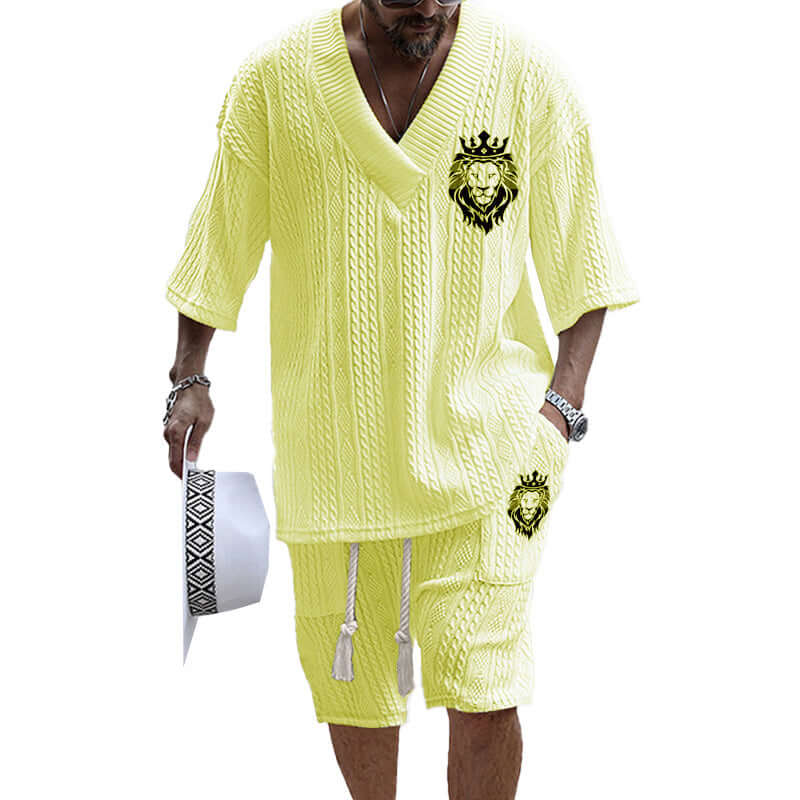 MEN'S ART CASUAL PRINT SHORTS SET 80926192YM-DESTINY