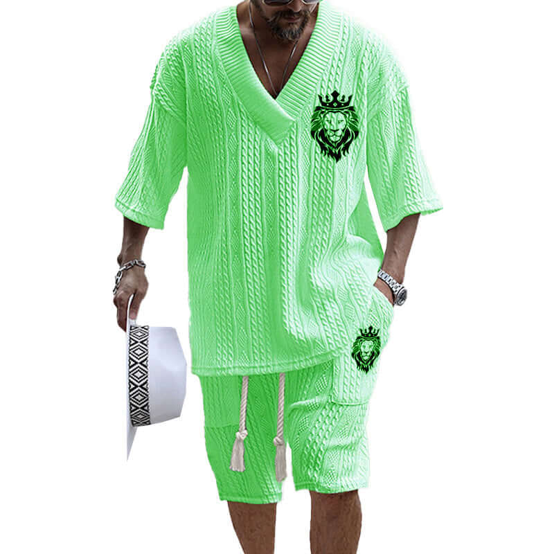 MEN'S ART CASUAL PRINT SHORTS SET 80926192YM-DESTINY