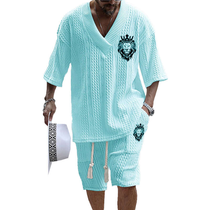 MEN'S ART CASUAL PRINT SHORTS SET 80926192YM-DESTINY