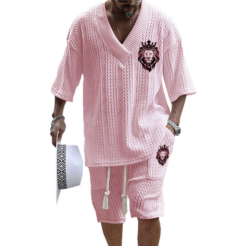 MEN'S ART CASUAL PRINT SHORTS SET 80926192YM-DESTINY