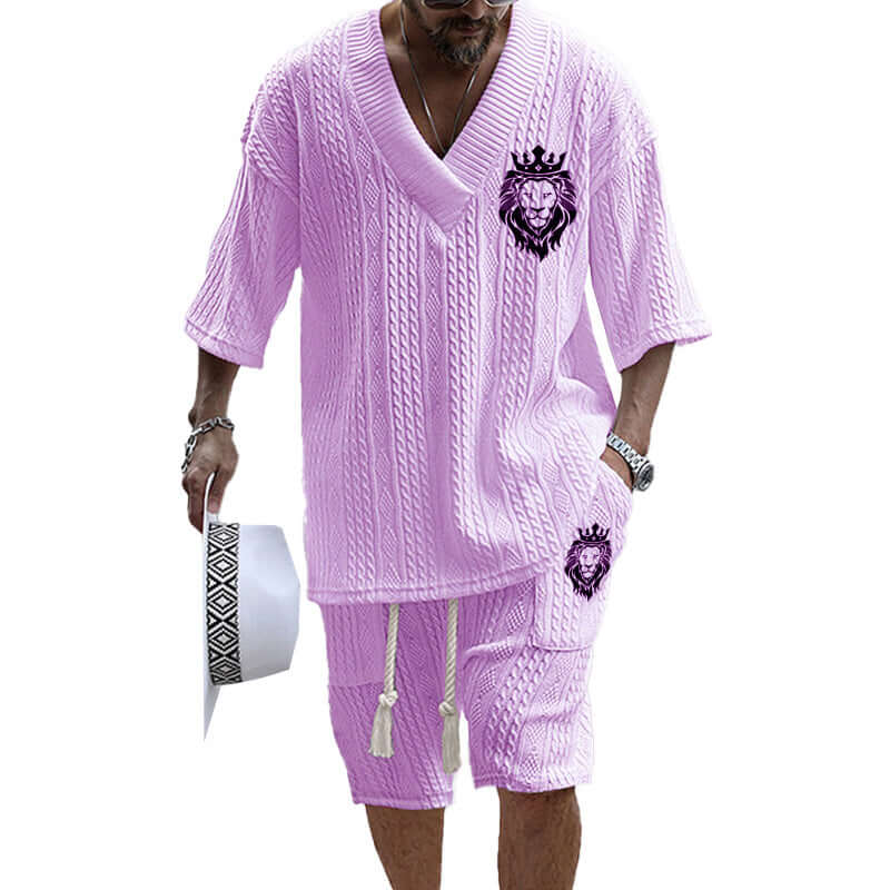 MEN'S ART CASUAL PRINT SHORTS SET 80926192YM-DESTINY