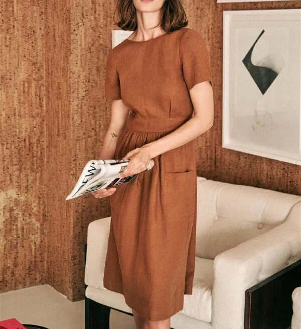 Cotton linen backless short sleeves-DESTINY