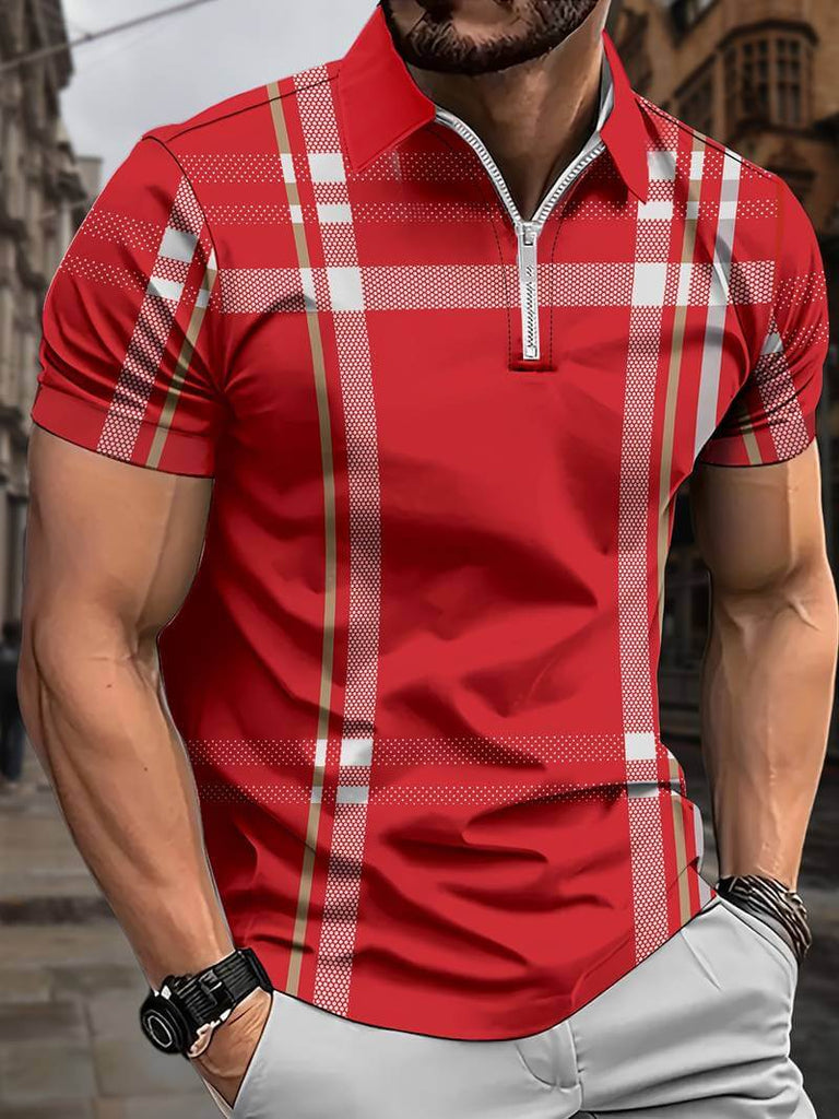 Henry – fashionable red golf shirt in street style-DESTINY