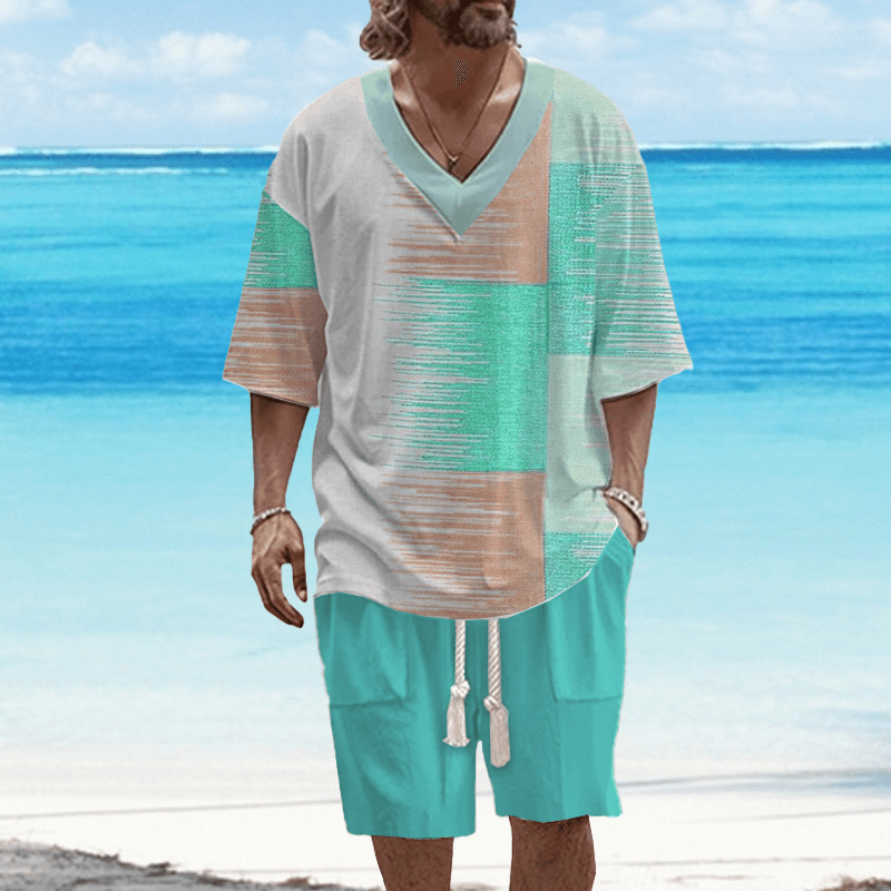 Men's Art Casual Printed Short Sleeve Set 83487397L-DESTINY