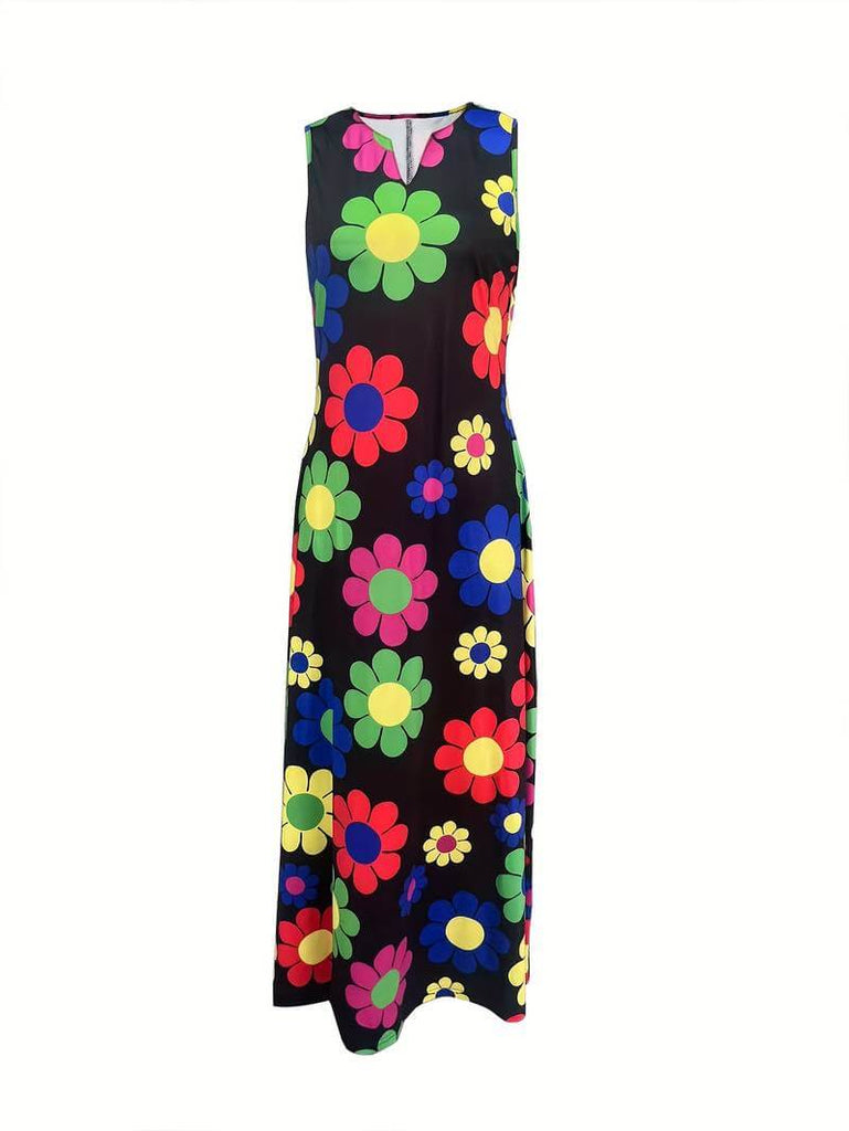 Grace - Dress with floral pattern and notched neckline-DESTINY