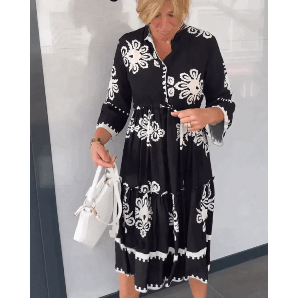 Aiza - Floral dress with 3/4 sleeves-DESTINY