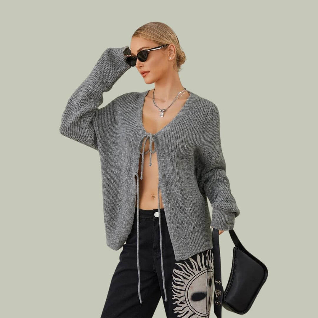 Alyssa - Cardigan with drawstring at the front-DESTINY