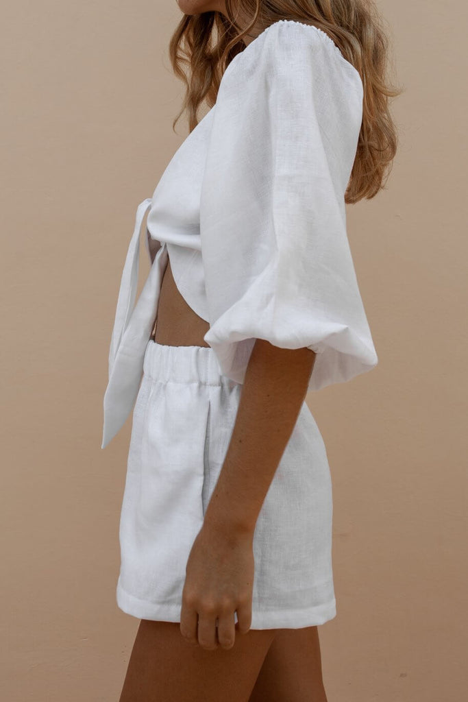 Front Lace-Up With Ruffled Pants Set-DESTINY