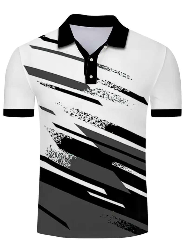 Calvin - casual stripe print short sleeve t shirt-DESTINY