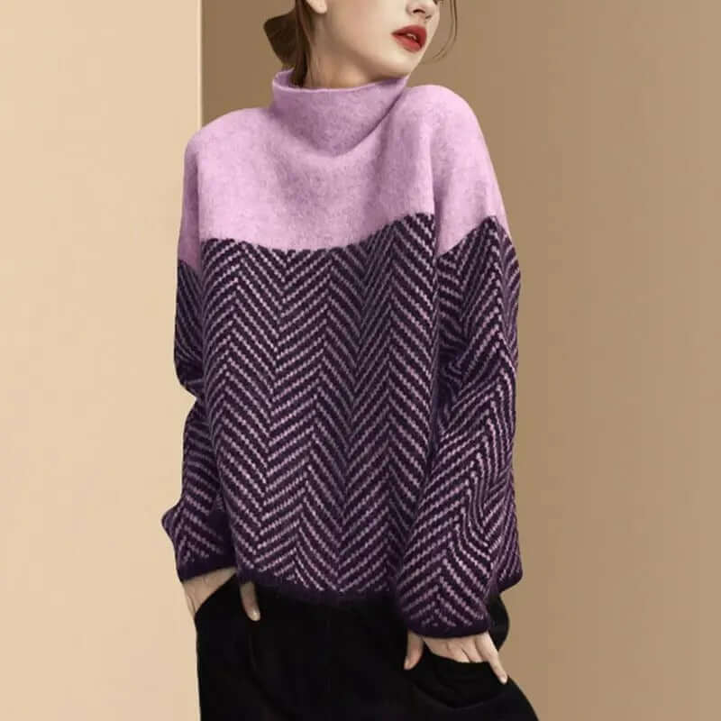High collar soft warm loose sweater for women-DESTINY