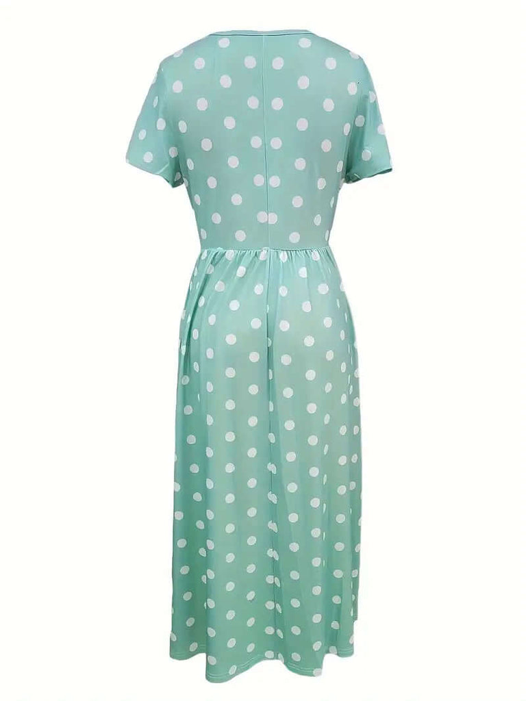 Eleanor – airy, short-sleeved, polka dot dress with a round neckline-DESTINY