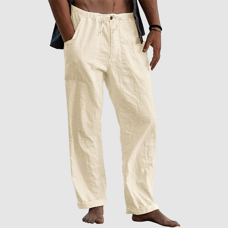 Filip - Linen beach trousers for men, loose fit-DESTINY