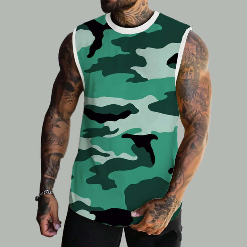 Men's Spring/Summer Printed Regular Fit Crew Neck Vest 11567669YM-DESTINY