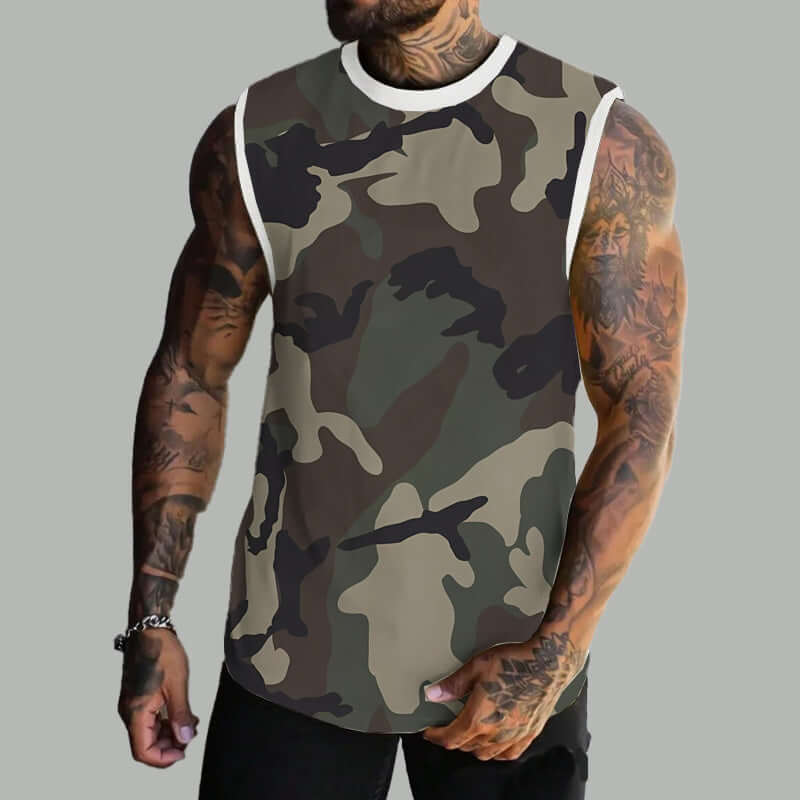 Men's Spring/Summer Printed Regular Fit Crew Neck Vest 11567669YM-DESTINY
