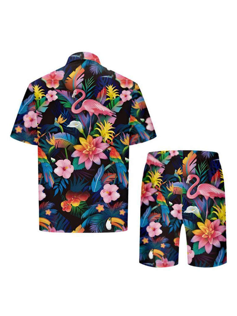 Henry - floral flamingo print 2-piece set-DESTINY