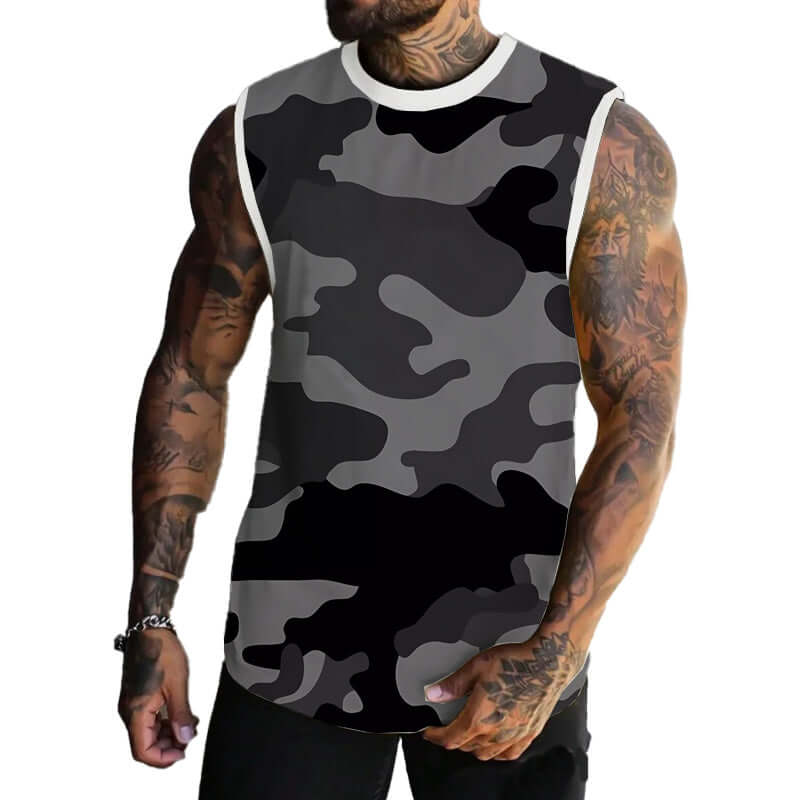 Men's Spring/Summer Printed Regular Fit Crew Neck Vest 11567669YM-DESTINY