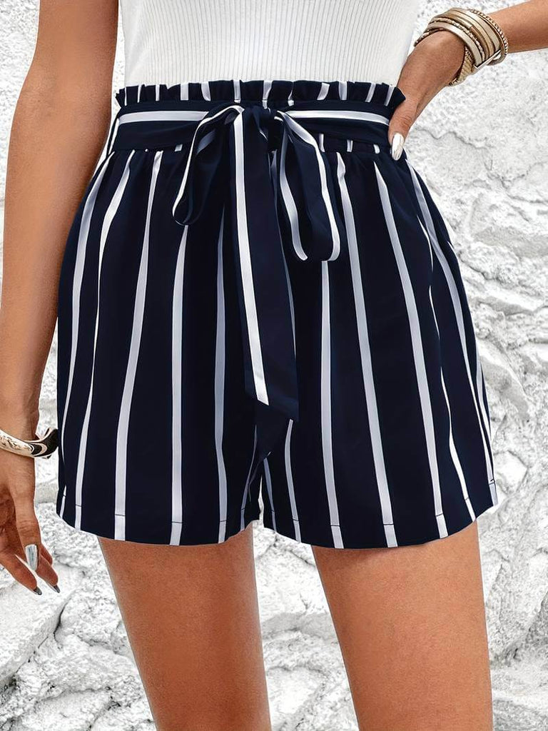 Striped Shorts With Waistband For Summer Days-DESTINY