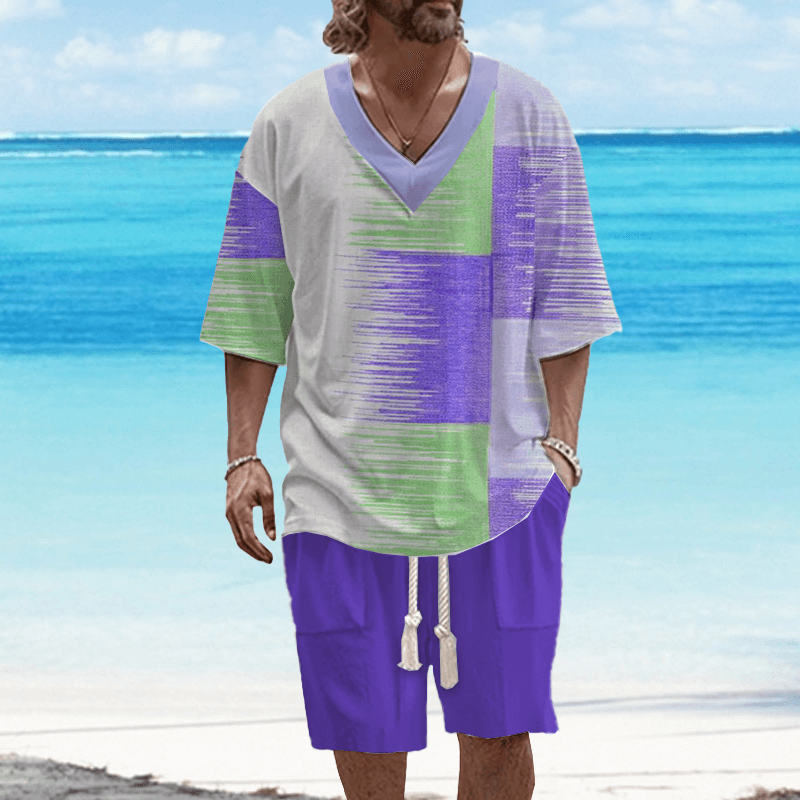 Men's Art Casual Printed Short Sleeve Set 83487397L-DESTINY