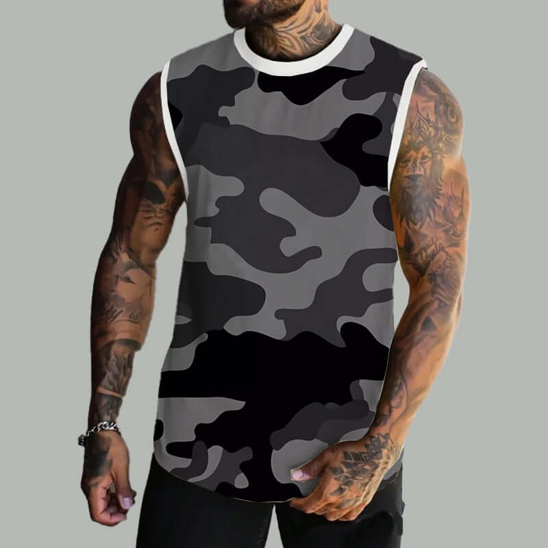 Men's Spring/Summer Printed Regular Fit Crew Neck Vest 11567669YM-DESTINY