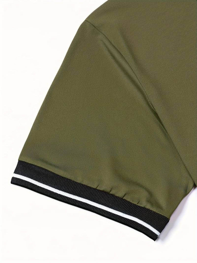 Caleb trendy color block short sleeve shirt with button fastening and lapels-DESTINY