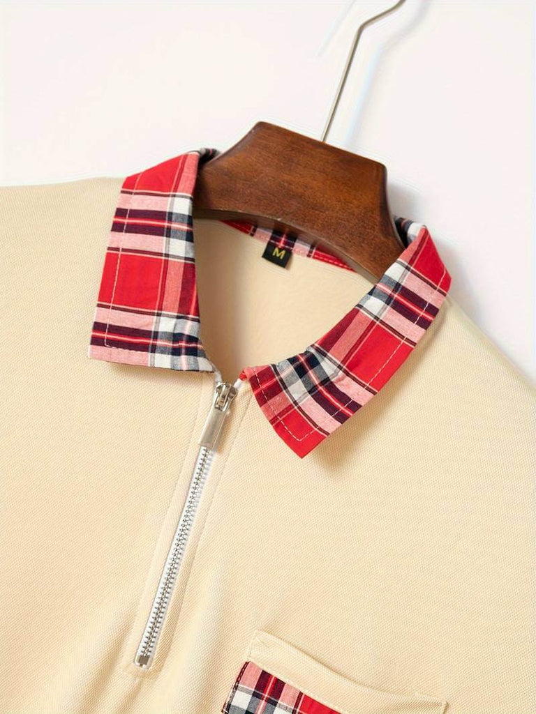 Elijah check shirt with zip and lapels-DESTINY