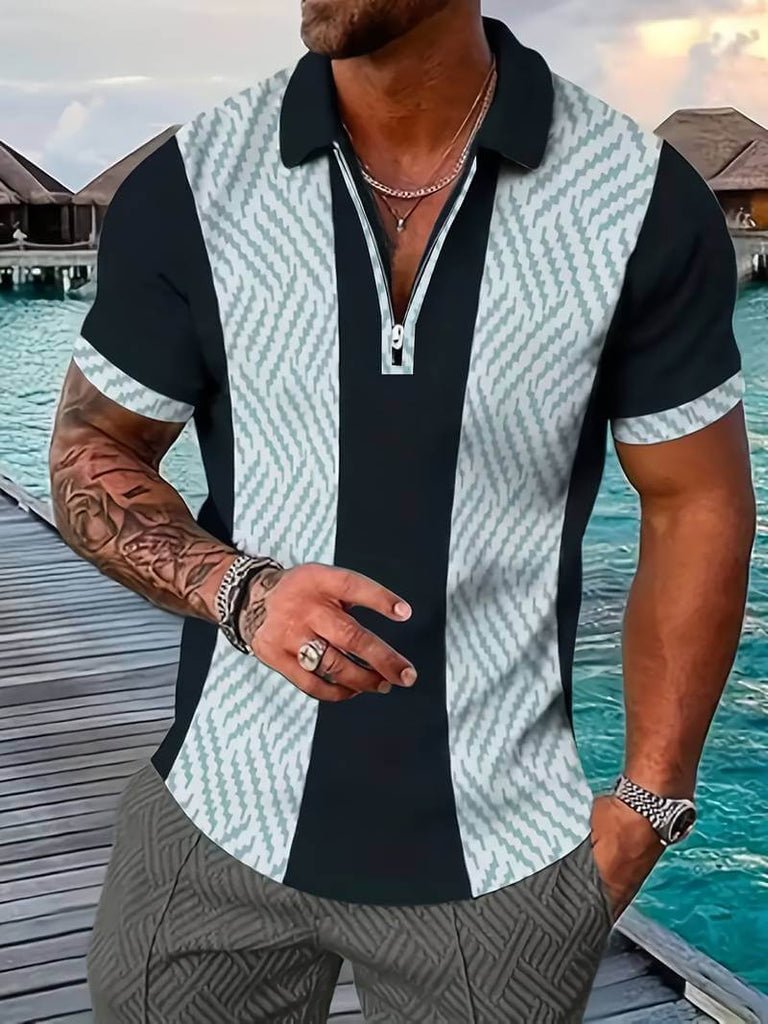 Liam quarter zip color blocked golf shirt-DESTINY