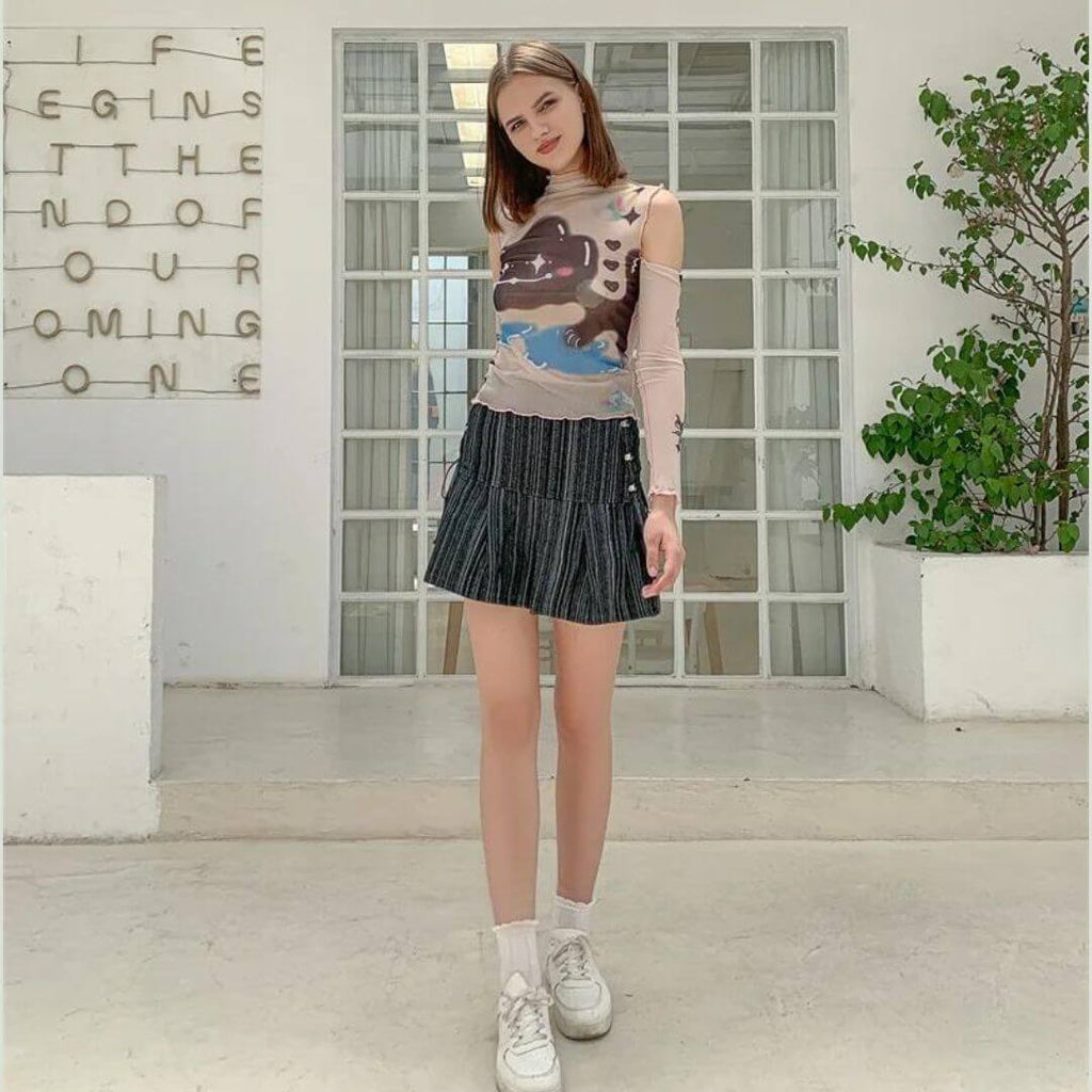 Nina - Transparent long-sleeved shirt with abstract print-DESTINY