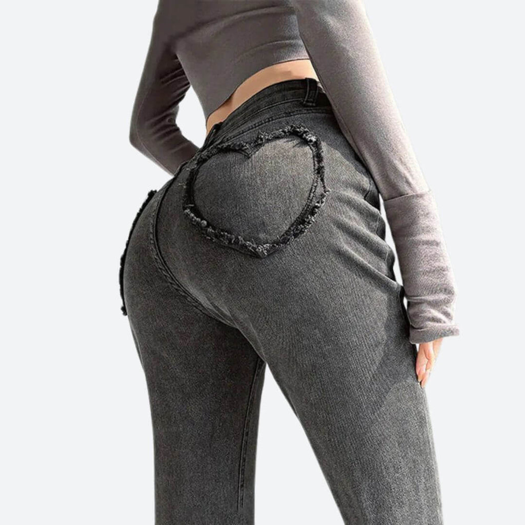 Ara | High-waisted jeans with heart fringes-DESTINY