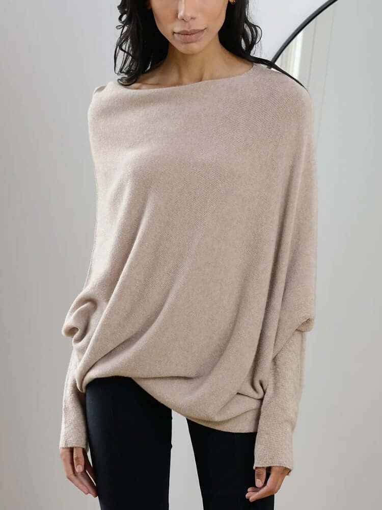 Comfy Sweater with elegant trim at the shoulder-DESTINY
