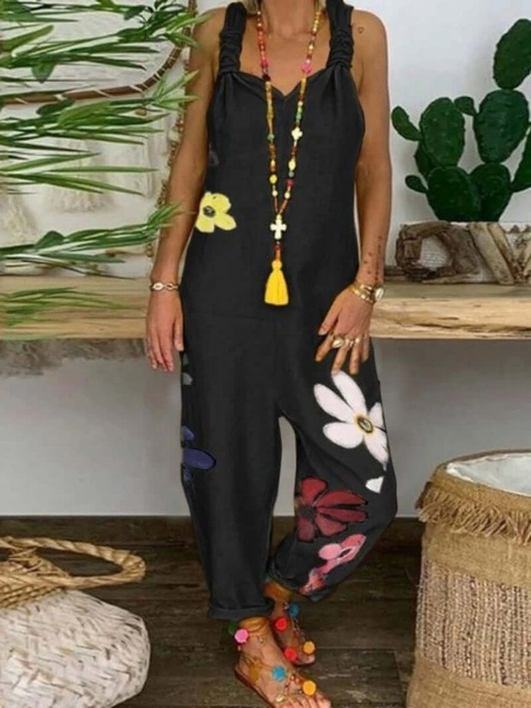 Daily Loose Casual Plus Size Linen Jumpsuit-DESTINY