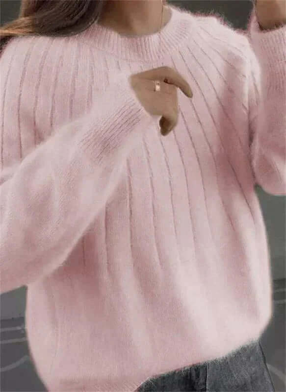 Fluffy cashmere-like knitted jumper-DESTINY