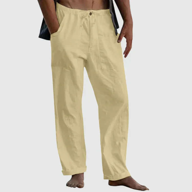 Filip - Linen beach trousers for men, loose fit-DESTINY