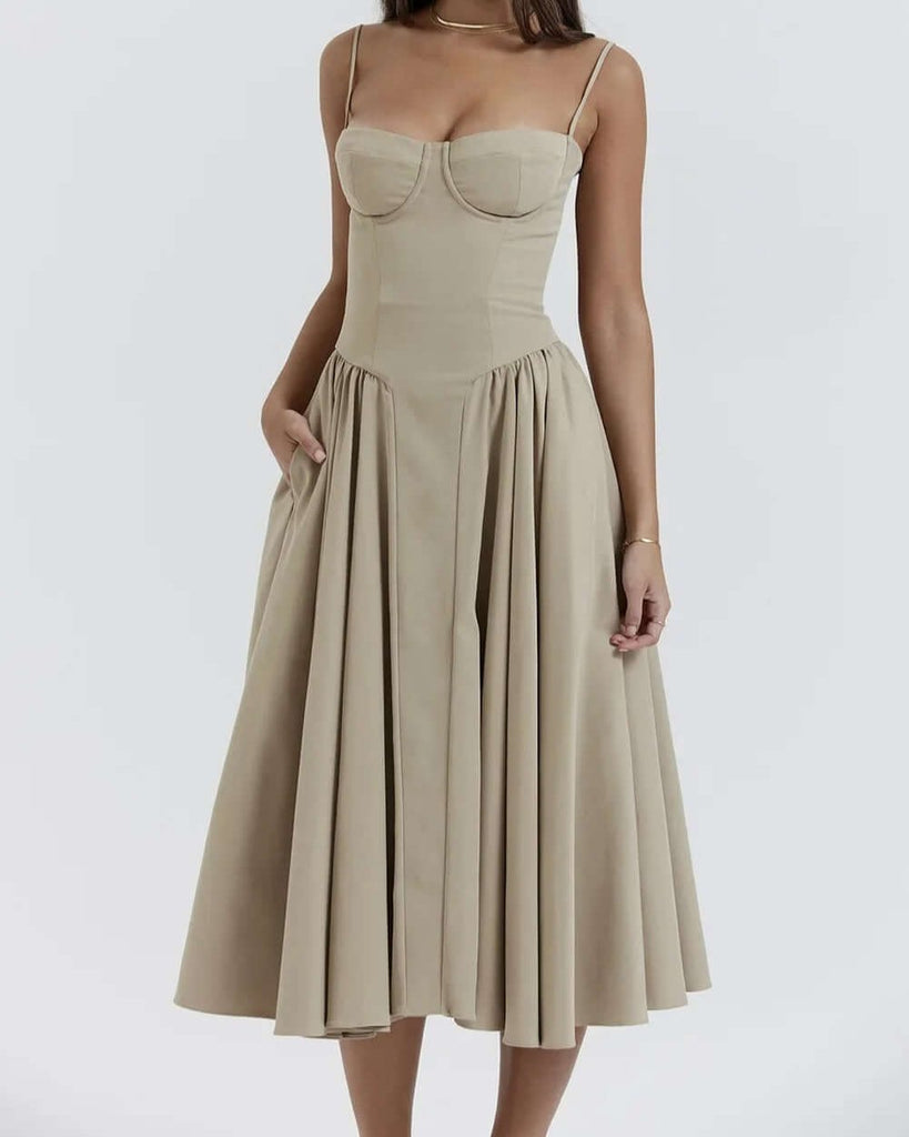 Victoria | Sleeveless midi dress with corset fit - Attractive fit-DESTINY
