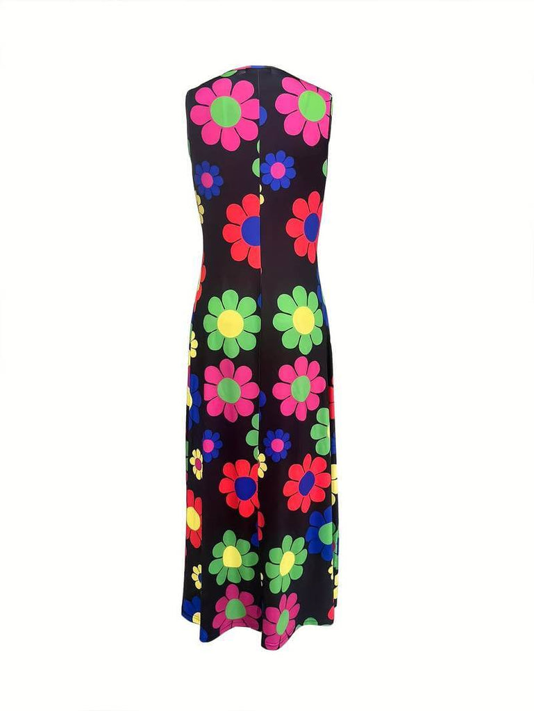 Grace - Dress with floral pattern and notched neckline-DESTINY