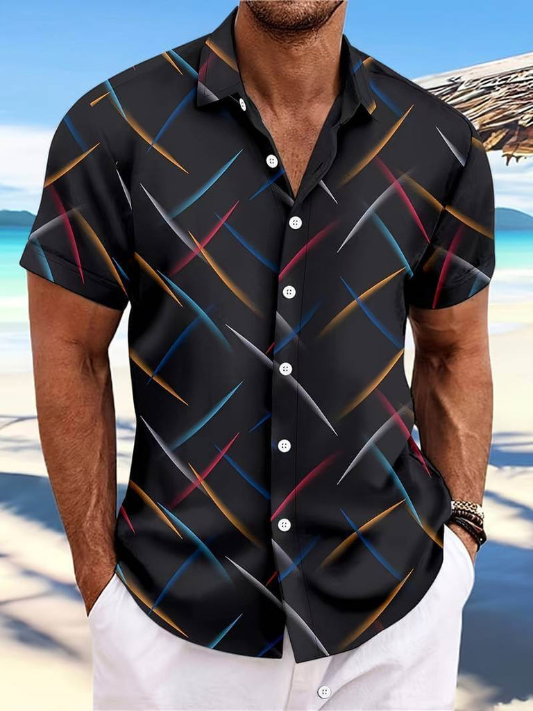 Adam – short-sleeved button-down shirt with a fashionable print-DESTINY