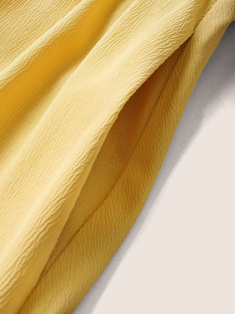 Plain Lantern Sleeve Drawstring Square Neck Dress-DESTINY