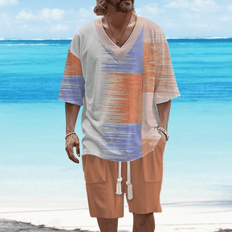 Men's Art Casual Printed Short Sleeve Set 83487397L-DESTINY