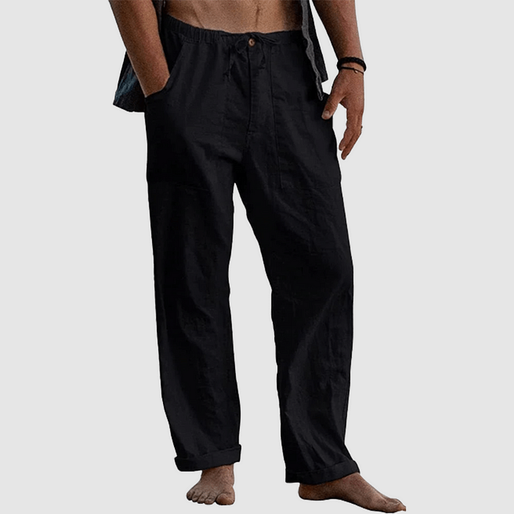 Filip - Linen beach trousers for men, loose fit-DESTINY