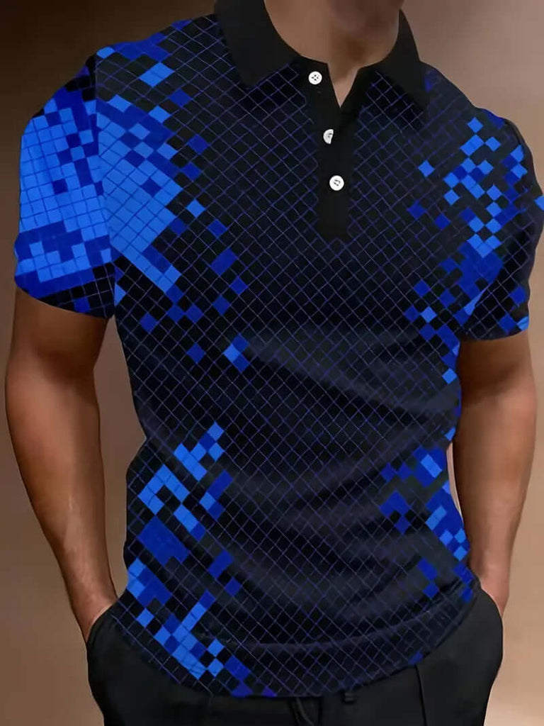 Michael - casual color block quarter button short sleeve shirt-DESTINY