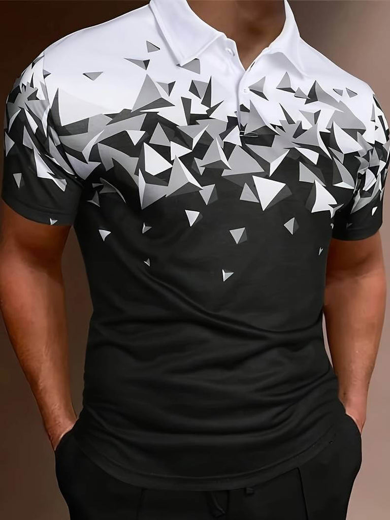 Edward geometric color block shirt for men-DESTINY