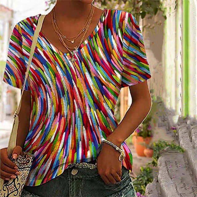 Lena™ Casual Colourful T-shirt-DESTINY