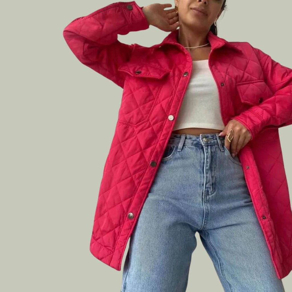 Classic quilted jacket with press studs-DESTINY