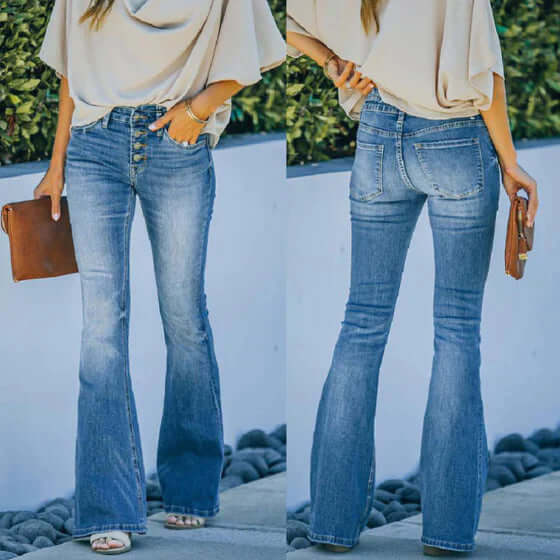 Jeans with high waist and flared leg-DESTINY