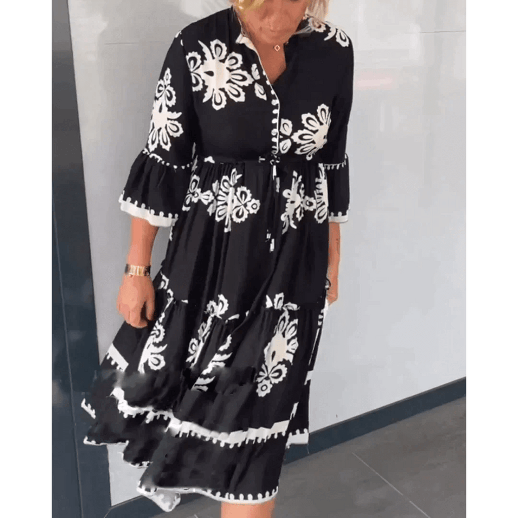 Aiza - Floral dress with 3/4 sleeves-DESTINY