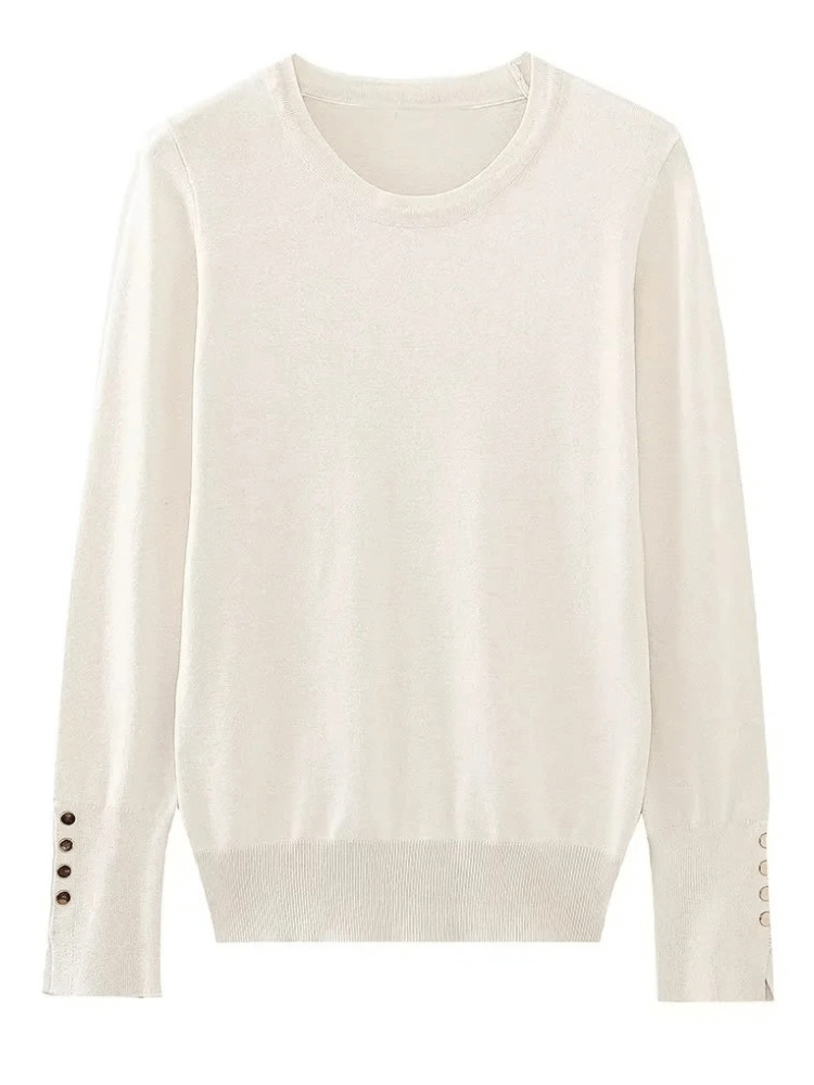 Fashionable Women's Sweater With Button Detail-DESTINY