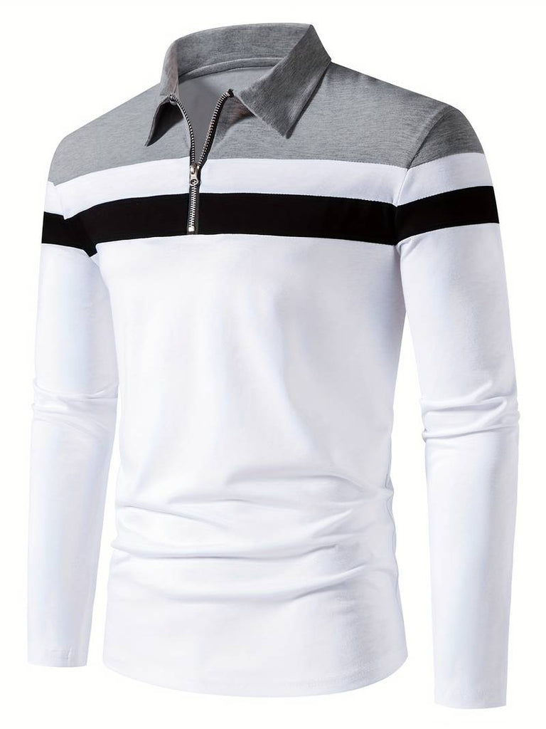 Ethan long sleeve zip polo shirt-DESTINY